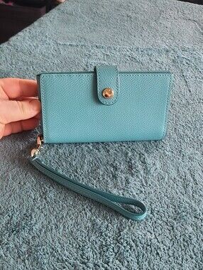 Coach Teal Leather Wristlet Wallet